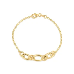 9ct Yellow Gold Curb Link Centre Bracelet