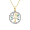 14ct Yellow Gold Diamond & Emerald Tree of Life Pendant