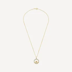 14ct Yellow Gold Diamond Claddagh Pendant
