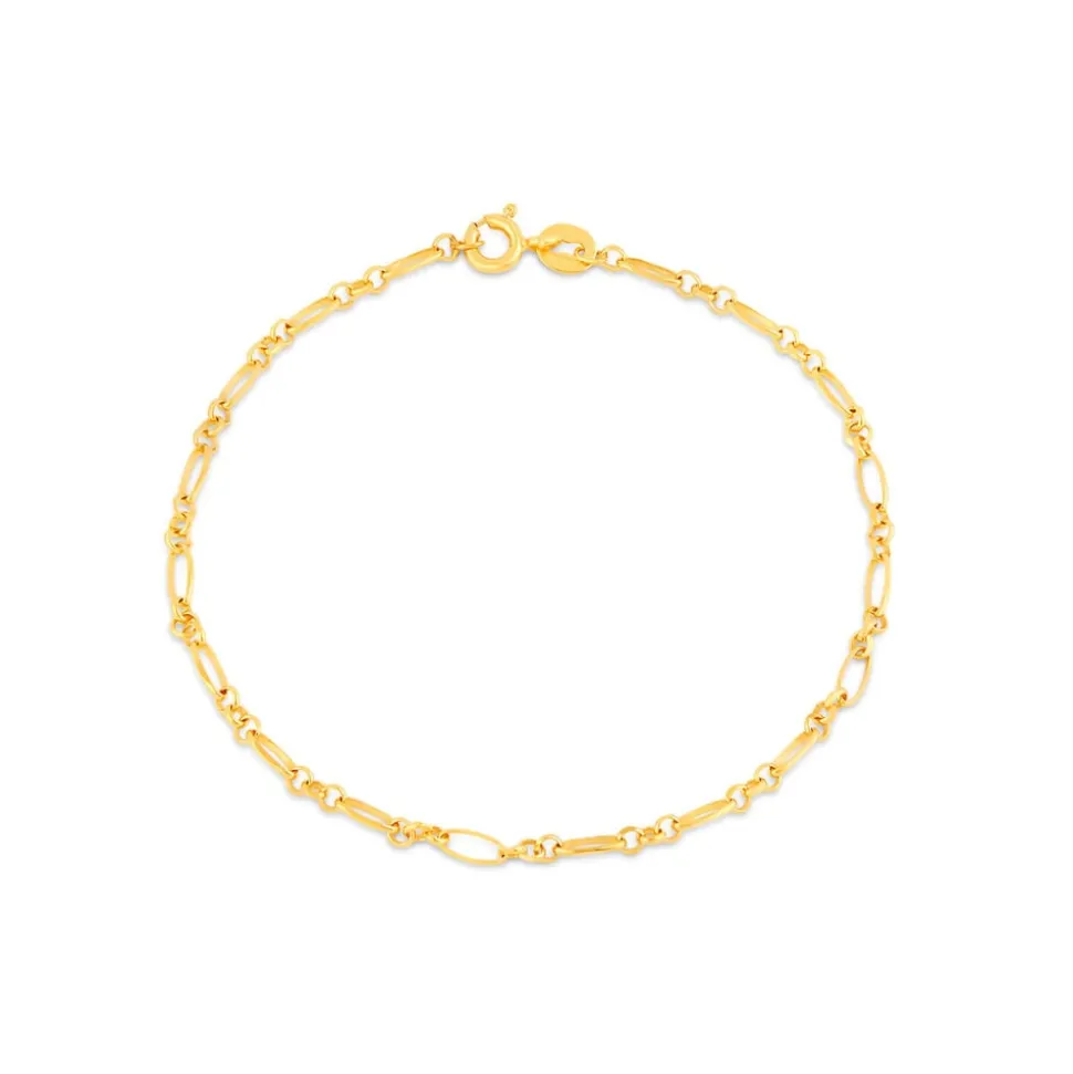9ct Yellow Gold Diamond Cut Fig Belcher Bracelet