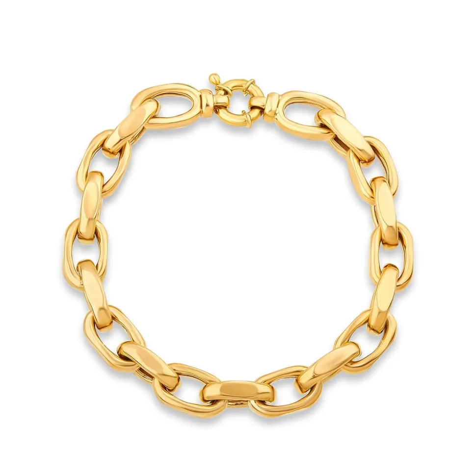 9ct Yellow Gold Diamond Cut Belcher Link Bracelet