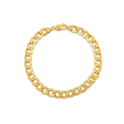 9ct Yellow Gold Diamond Cut Curb Chain Bracelet