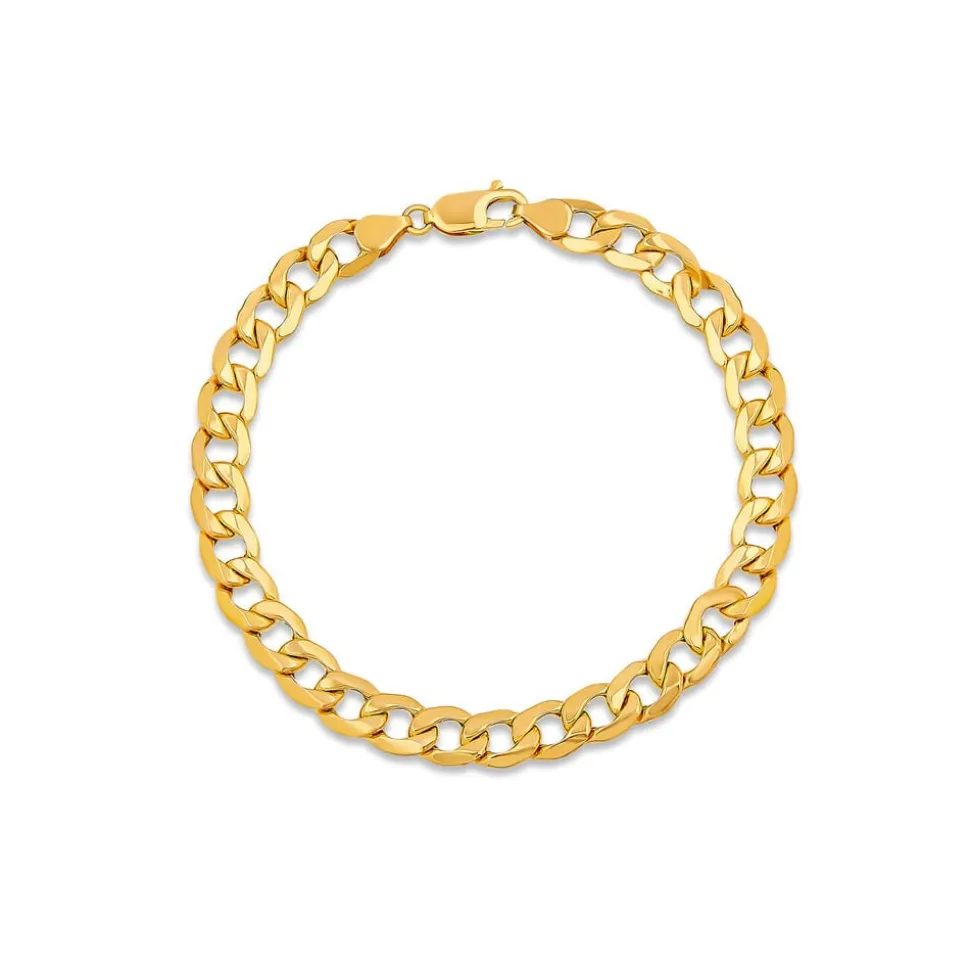 9ct Yellow Gold Diamond Cut Curb Chain Bracelet