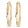 9ct Yellow Gold Diamond Cut Creole Hoop Earrings