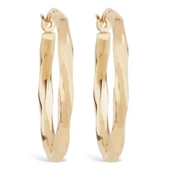 9ct Yellow Gold Diamond Cut Creole Hoop Earrings