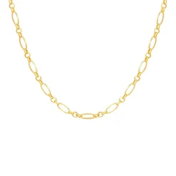 9ct Yellow Gold Diamond Cut Small Figaro Belcher 24 inch Chain Necklet