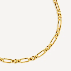 9ct Yellow Gold Diamond Cut Figaro Belcher Bracelet