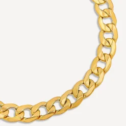9ct Yellow Gold Diamond Cut Curb Chain Bracelet