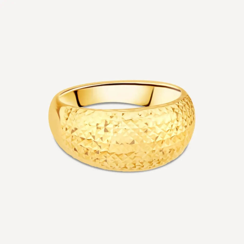 9ct Yellow Gold Diamond Cut Domed Band Ring