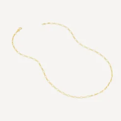 9ct Yellow Gold Diamond Cut Small Figaro Belcher 18 inch Chain Necklet