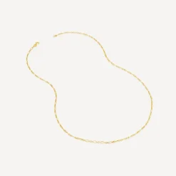 9ct Yellow Gold Diamond Cut Small Figaro Belcher 24 inch Chain Necklet
