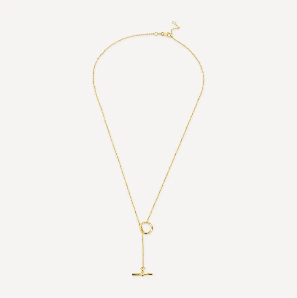 9ct Yellow Gold Diamond Cut Lariat T-Bar Necklet