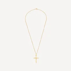 9ct Yellow Gold Diamond Cut Cross Pendant