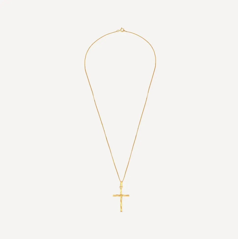 9ct Yellow Gold Diamond Cut Cross Pendant