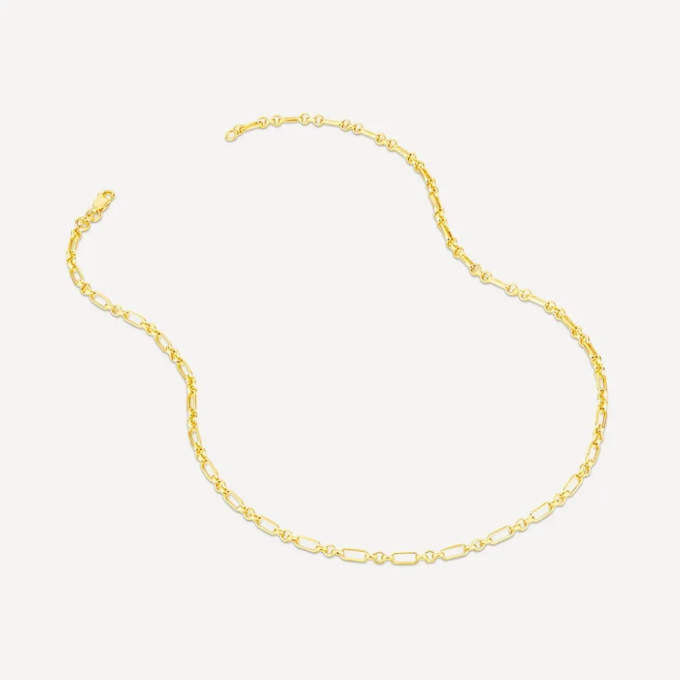 9ct Yellow Gold Diamond Cut Figaro Belcher 18 inch Chain Necklet