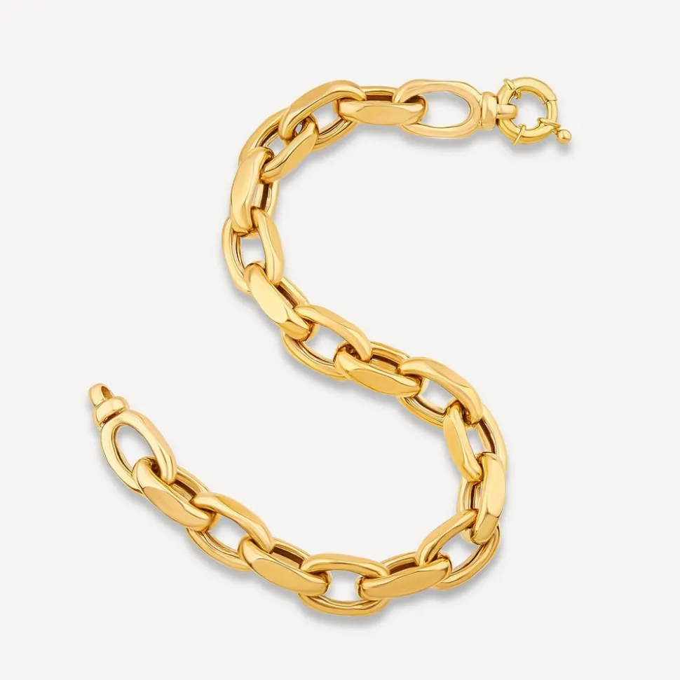 9ct Yellow Gold Diamond Cut Belcher Link Bracelet