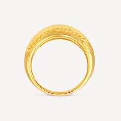 9ct Yellow Gold Diamond Cut Domed Band Ring