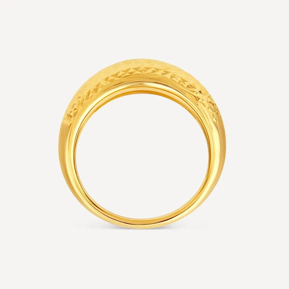 9ct Yellow Gold Diamond Cut Domed Band Ring