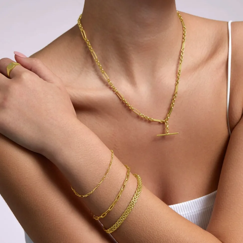 9ct Yellow Gold Diamond Cut Fig Belcher Bracelet