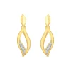 9ct Yellow Gold Diamond Flame Drop Earrings