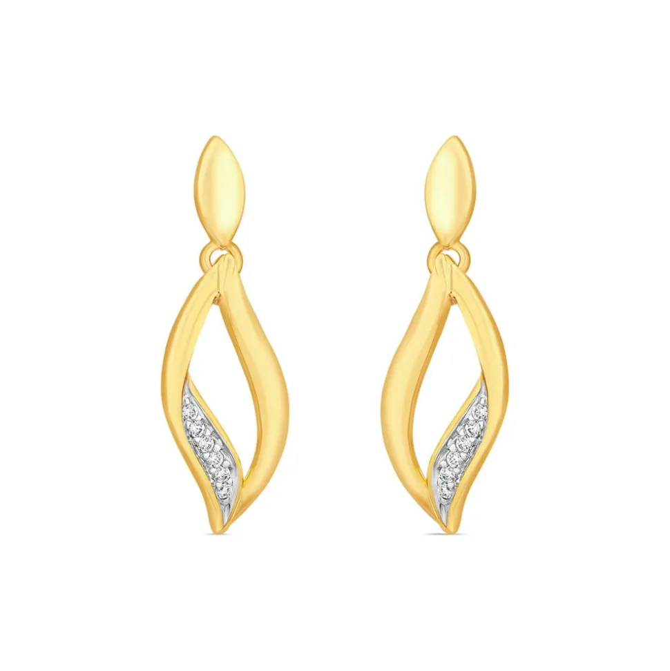 9ct Yellow Gold Diamond Flame Drop Earrings