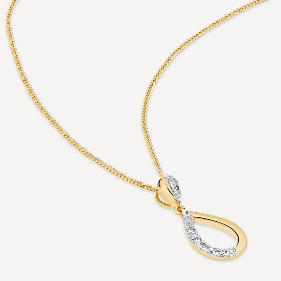 9ct Yellow Gold Diamond Set 0.08ct Open Teardrop Pendant