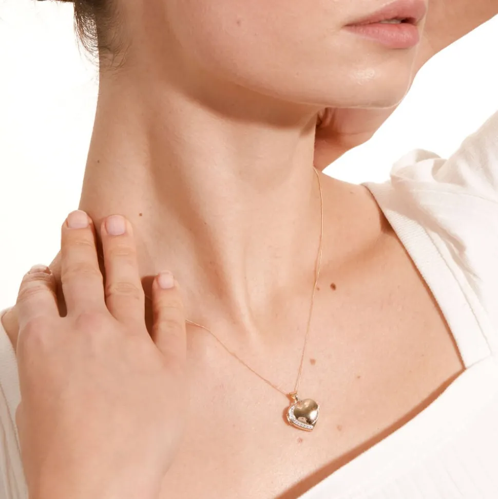 9ct Yellow Gold Diamond Set Heart Locket