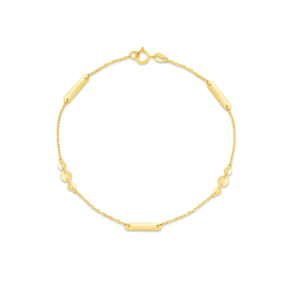 9ct Yellow Gold Discs & Bar Bracelet
