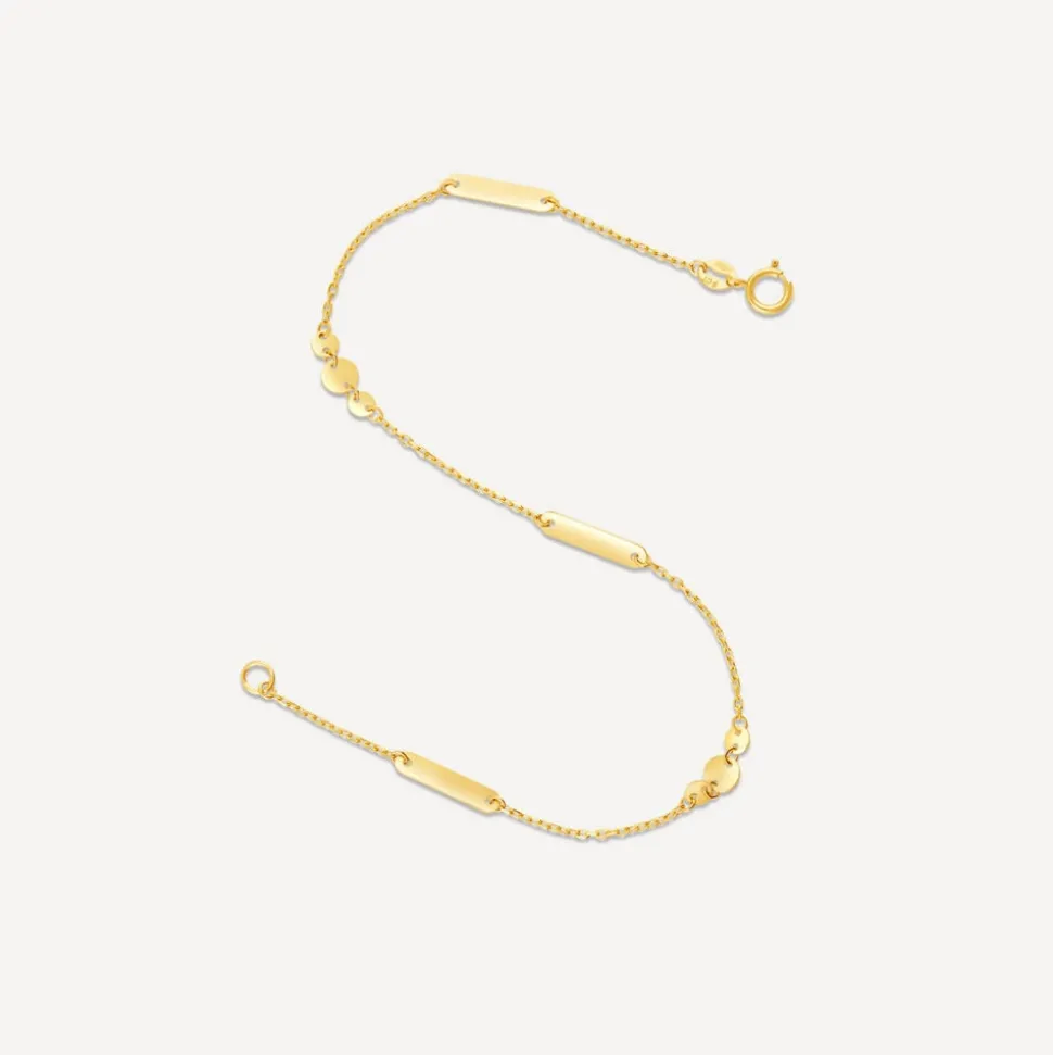 9ct Yellow Gold Discs & Bar Bracelet