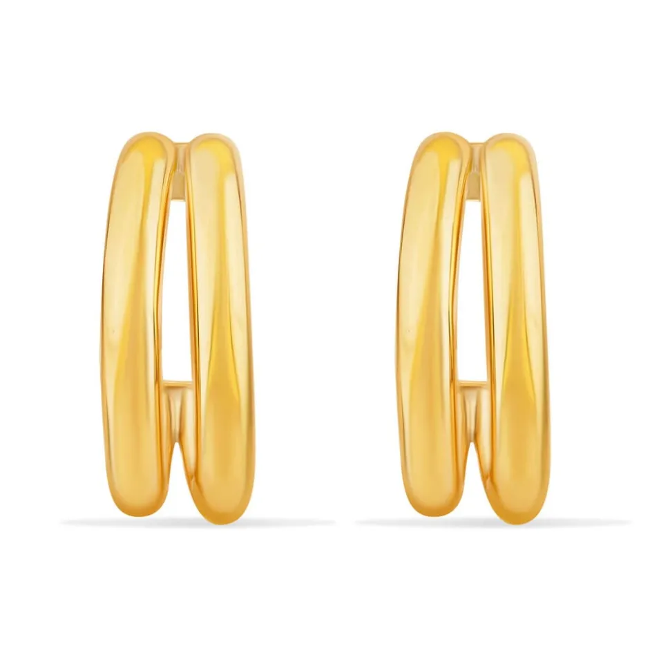 9ct Yellow Gold Double Row Half Hoop Earrings