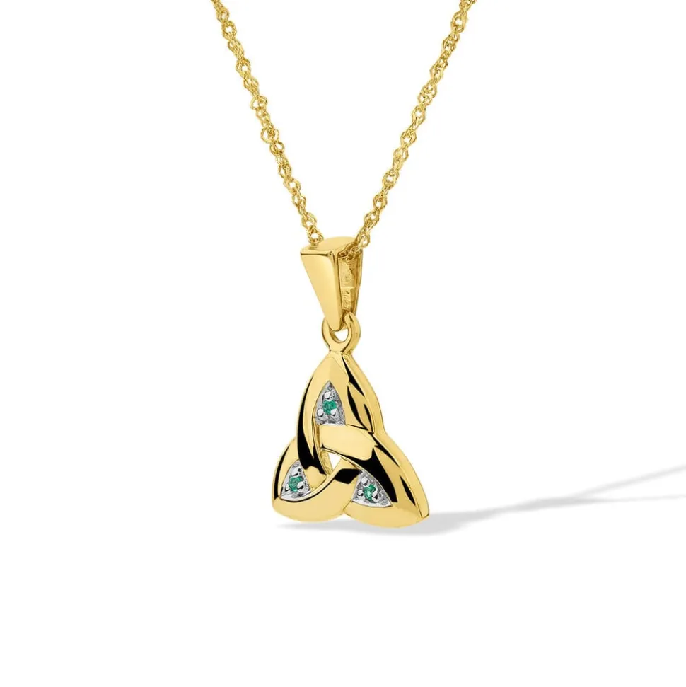 14ct Yellow Gold Emerald Trinity Knot Pendant