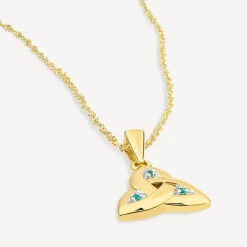 14ct Yellow Gold Emerald Trinity Knot Pendant