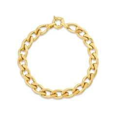 9ct Yellow Gold Fancy Diamond Cut Curved Link Bracelet