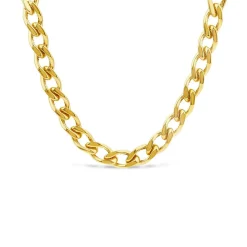 9ct Yellow Gold Fancy Diamond Cut Curved Link Necklet