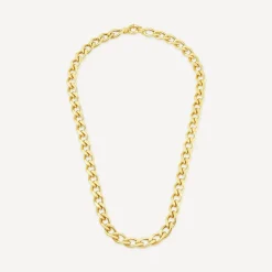 9ct Yellow Gold Fancy Diamond Cut Curved Link Necklet