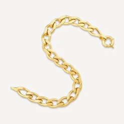 9ct Yellow Gold Fancy Diamond Cut Curved Link Bracelet
