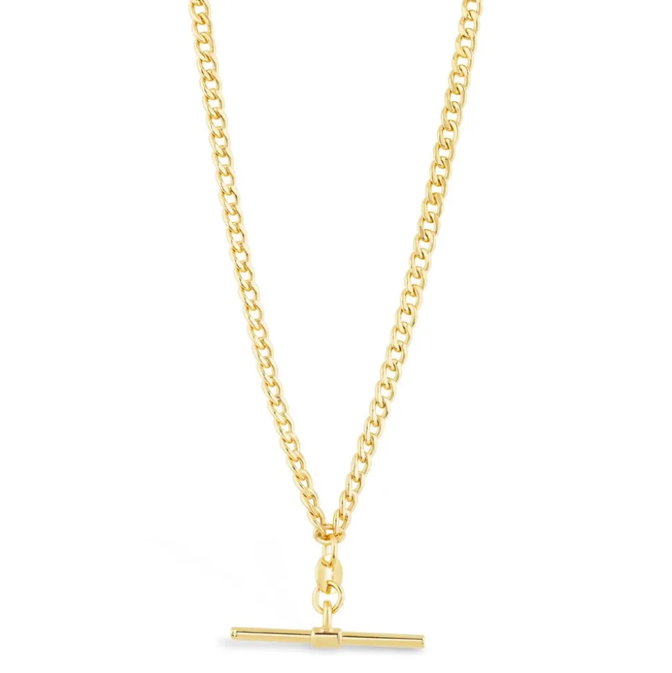 9ct Yellow Gold Flat Curb Link T-Bar Necklet