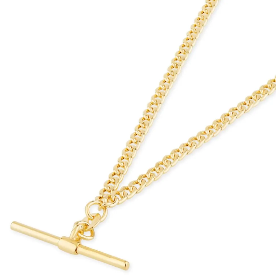 9ct Yellow Gold Flat Curb Link T-Bar Necklet