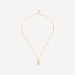 9ct Yellow Gold Freshwater Pearl & Diamond Set Top Pendant