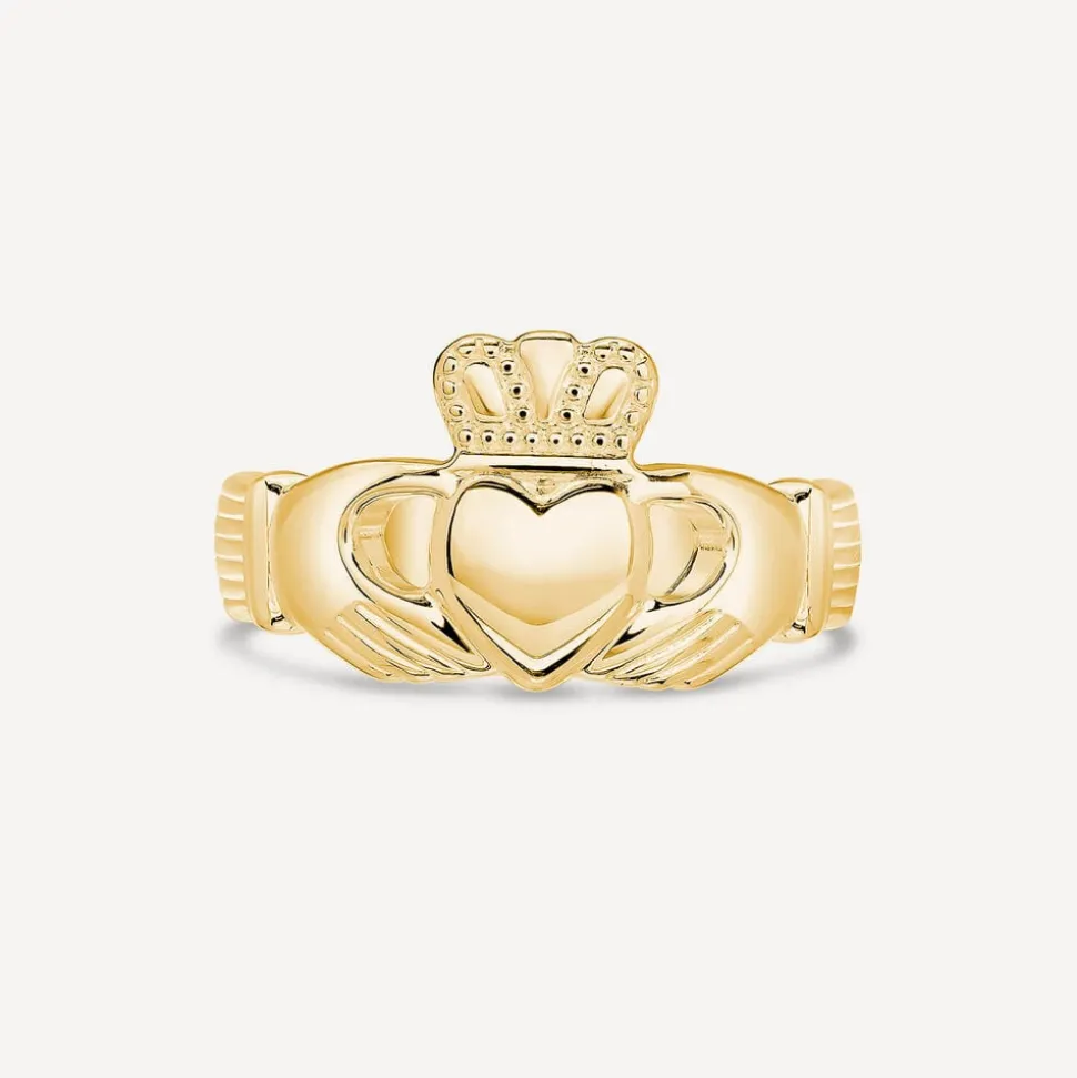 9ct Yellow Gold Gents Claddagh Ring