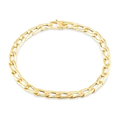 9ct Yellow Gold Gents Rectangle Curb 21cm Bracelet