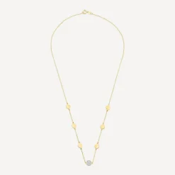 9ct Yellow Gold Glitter & Polished Round Disc Chain Necklet