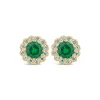 9ct Yellow Gold Green Cubic Zirconia Flower Stud Earrings