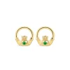9ct Yellow Gold Green Cubic Zirconia Claddagh Stud Earrings