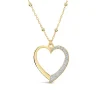 9ct Yellow Gold Half Glitter & & Polished Heart Bead Chain Necklet