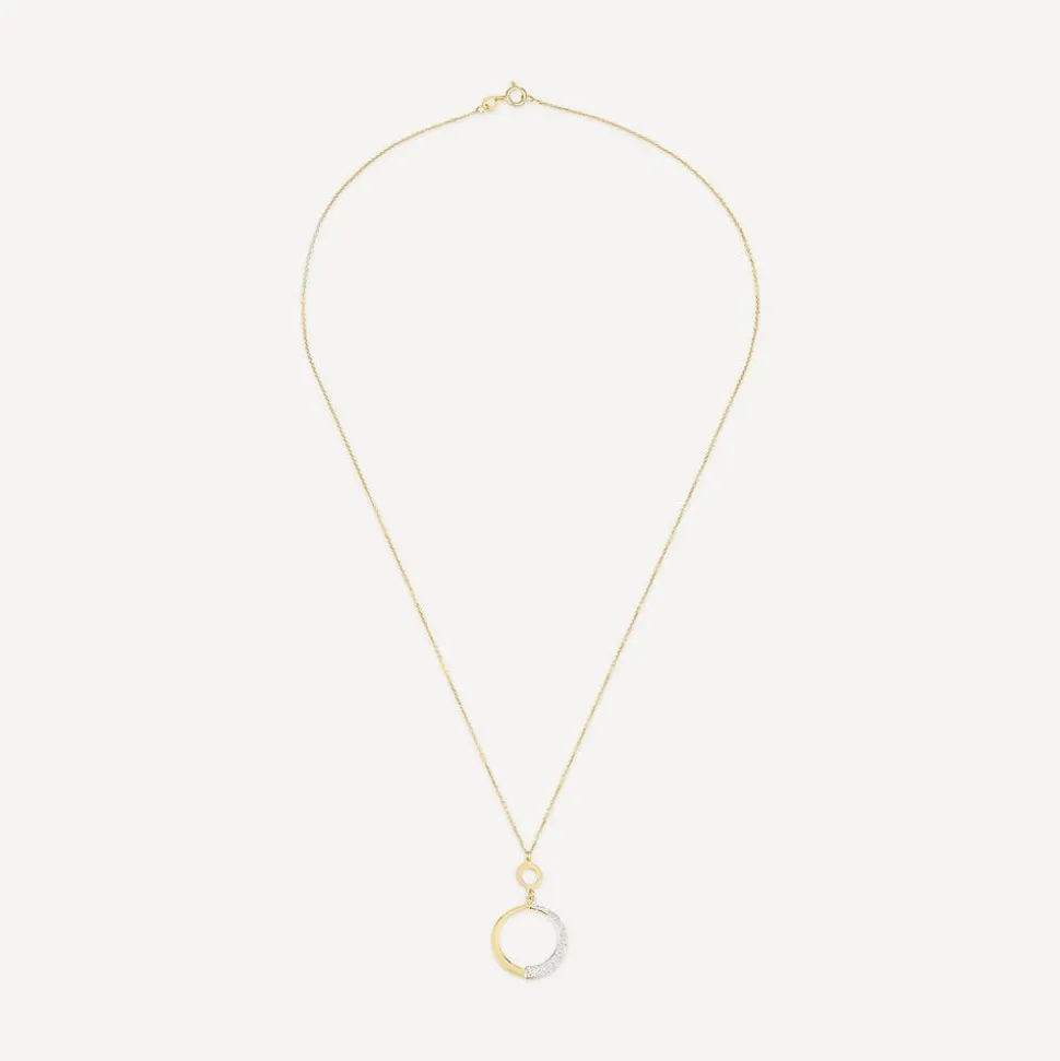 9ct Yellow Gold Half Glitter & Polished Circle Pendant