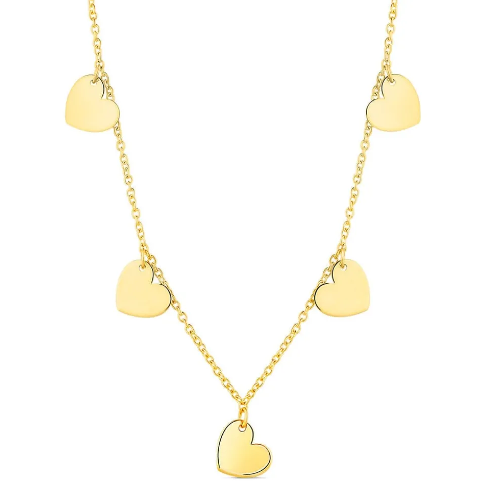 9ct Yellow Gold Heart Droplet Necklet