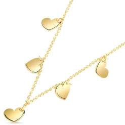 9ct Yellow Gold Heart Droplet Necklet
