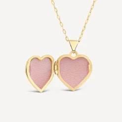 9ct Yellow Gold Heart Flowers Locket (Chain Included)