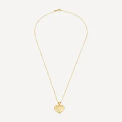 9ct Yellow Gold Heart Flowers Locket (Chain Included)